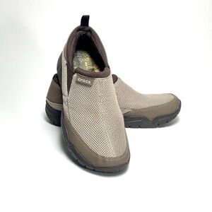 Crocs Swiftwater Edge Mesh Slip-Ons Men’s Size m 12 Beige & Brown Excellent Cond